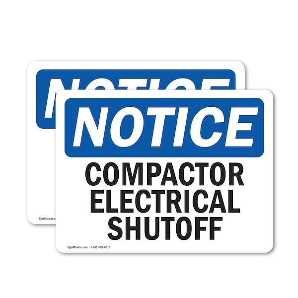 Signmission Compactor Electrical Shutoff, 14 in W x Rectangle, Vinyl Decal OS-2PACK-NS-D-1014-L-10737 - main